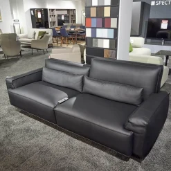 WK Wohnen 2-Sitzer-Sofas|Polstermöbel WK 530 Gracella Leder Cougar Farbe 10 Schwarz Metallfuß Matt Anthrazit Lackiert