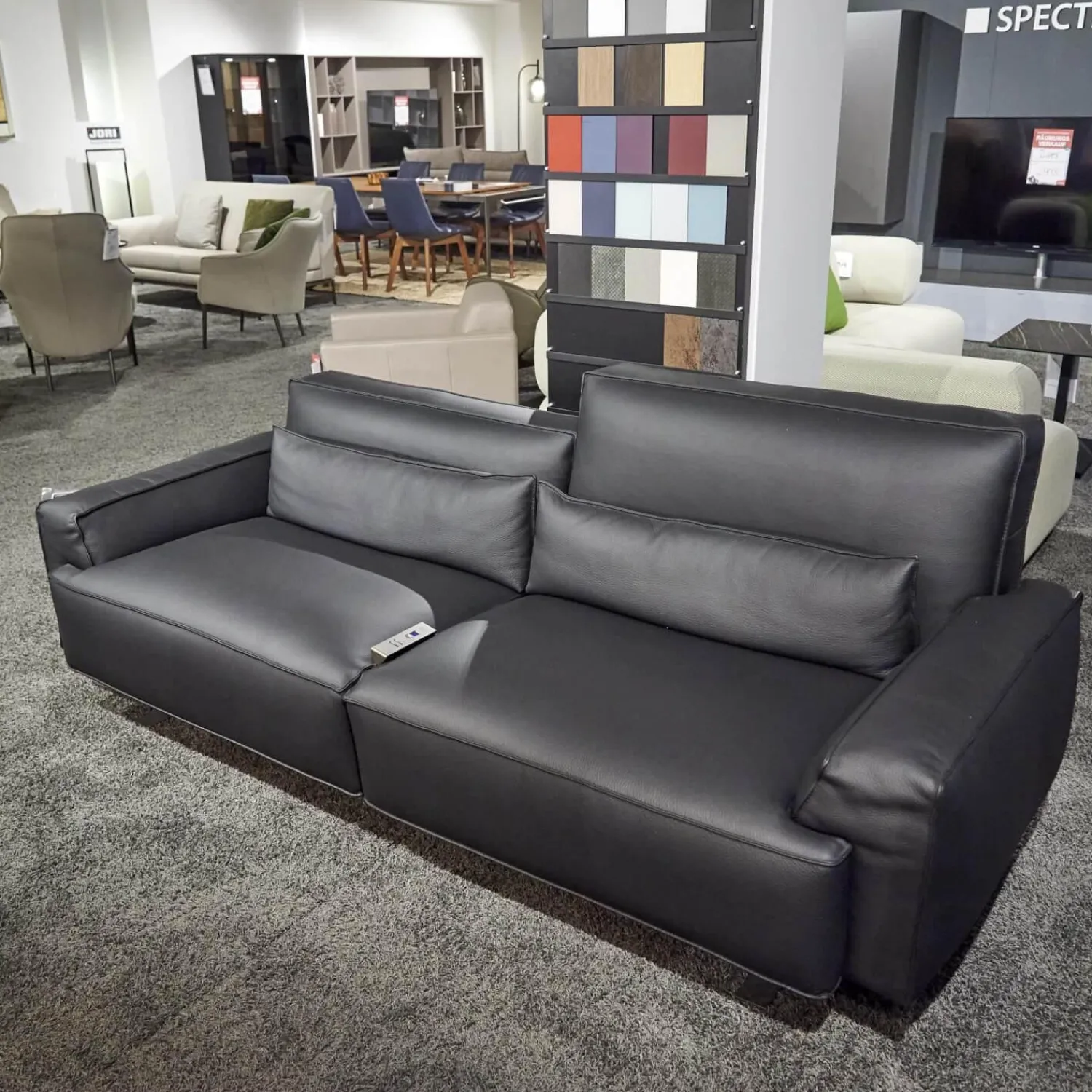 WK Wohnen 2-Sitzer-Sofas|Polstermöbel WK 530 Gracella Leder Cougar Farbe 10 Schwarz Metallfuß Matt Anthrazit Lackiert