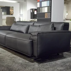 WK Wohnen 2-Sitzer-Sofas|Polstermöbel WK 530 Gracella Leder Cougar Farbe 10 Schwarz Metallfuß Matt Anthrazit Lackiert