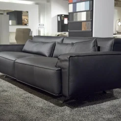 WK Wohnen 2-Sitzer-Sofas|Polstermöbel WK 530 Gracella Leder Cougar Farbe 10 Schwarz Metallfuß Matt Anthrazit Lackiert
