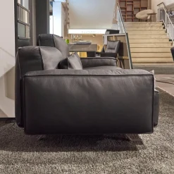 WK Wohnen 2-Sitzer-Sofas|Polstermöbel WK 530 Gracella Leder Cougar Farbe 10 Schwarz Metallfuß Matt Anthrazit Lackiert
