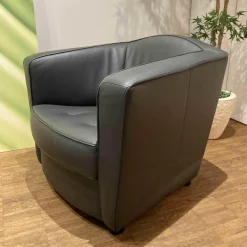 Erpo Relaxsessel|Polstersessel Classics CL 190 Leder I-43.059 Anthrazit Holzfüsse Schwarz