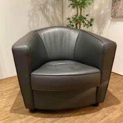 Erpo Relaxsessel|Polstersessel Classics CL 190 Leder I-43.059 Anthrazit Holzfüsse Schwarz