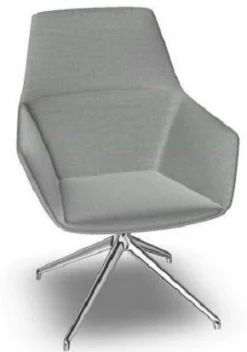 Brunner Loungesessel|Polstersessel Ray Soft 9625/A Stoff 2 Remix 123 Grau Sternfuß Aluminium Poliert Drehbar