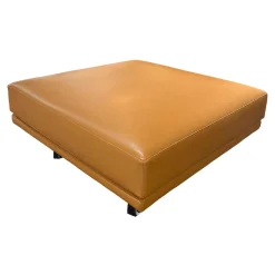 Walter Knoll Hocker & Sitzsäcke|Polstersitz Prime Time 490 H1 Leder Elen 1401 Tan Braun Kufen Aluminium Poliert