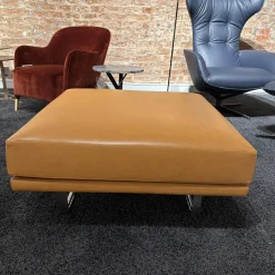 Walter Knoll Hocker & Sitzsäcke|Polstersitz Prime Time 490 H1 Leder Elen 1401 Tan Braun Kufen Aluminium Poliert