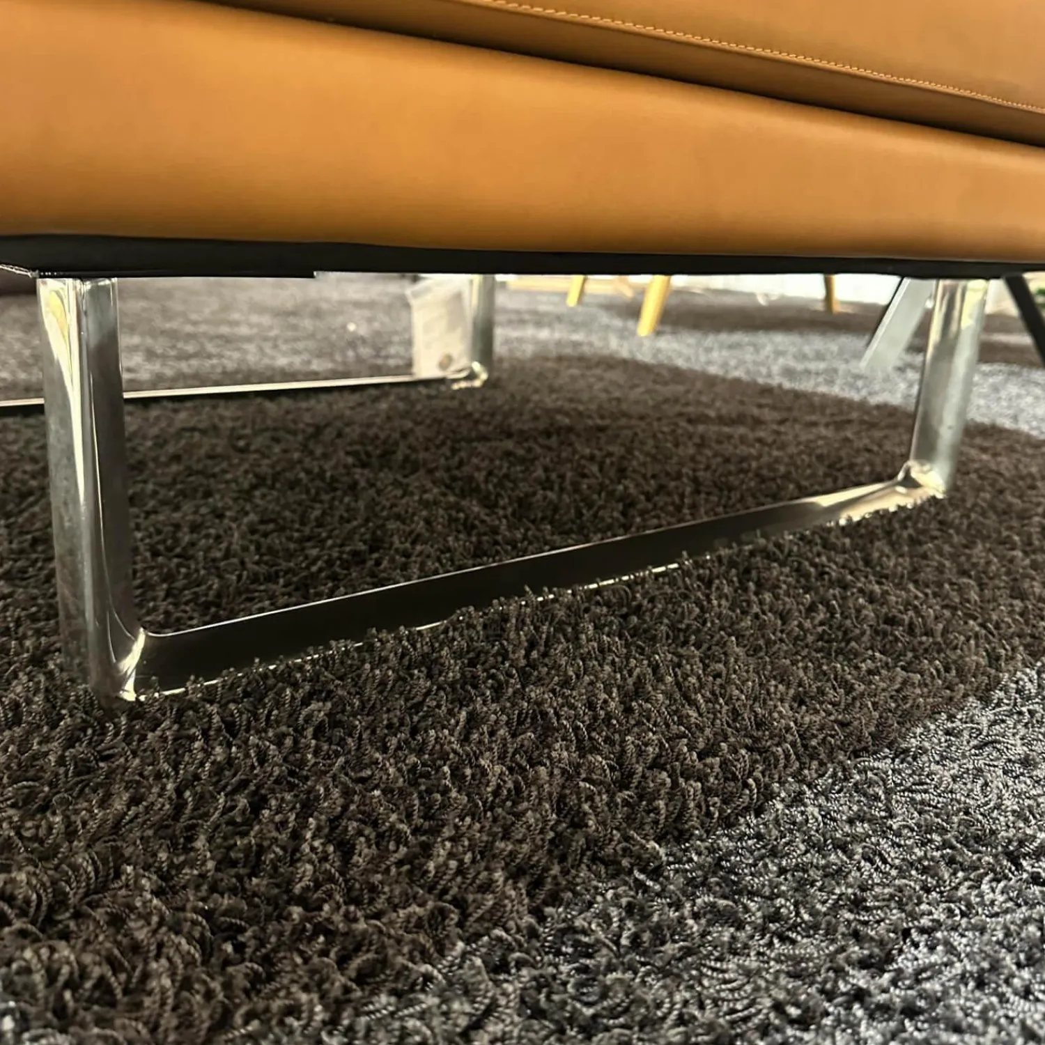 Walter Knoll Hocker & Sitzsäcke|Polstersitz Prime Time 490 H1 Leder Elen 1401 Tan Braun Kufen Aluminium Poliert