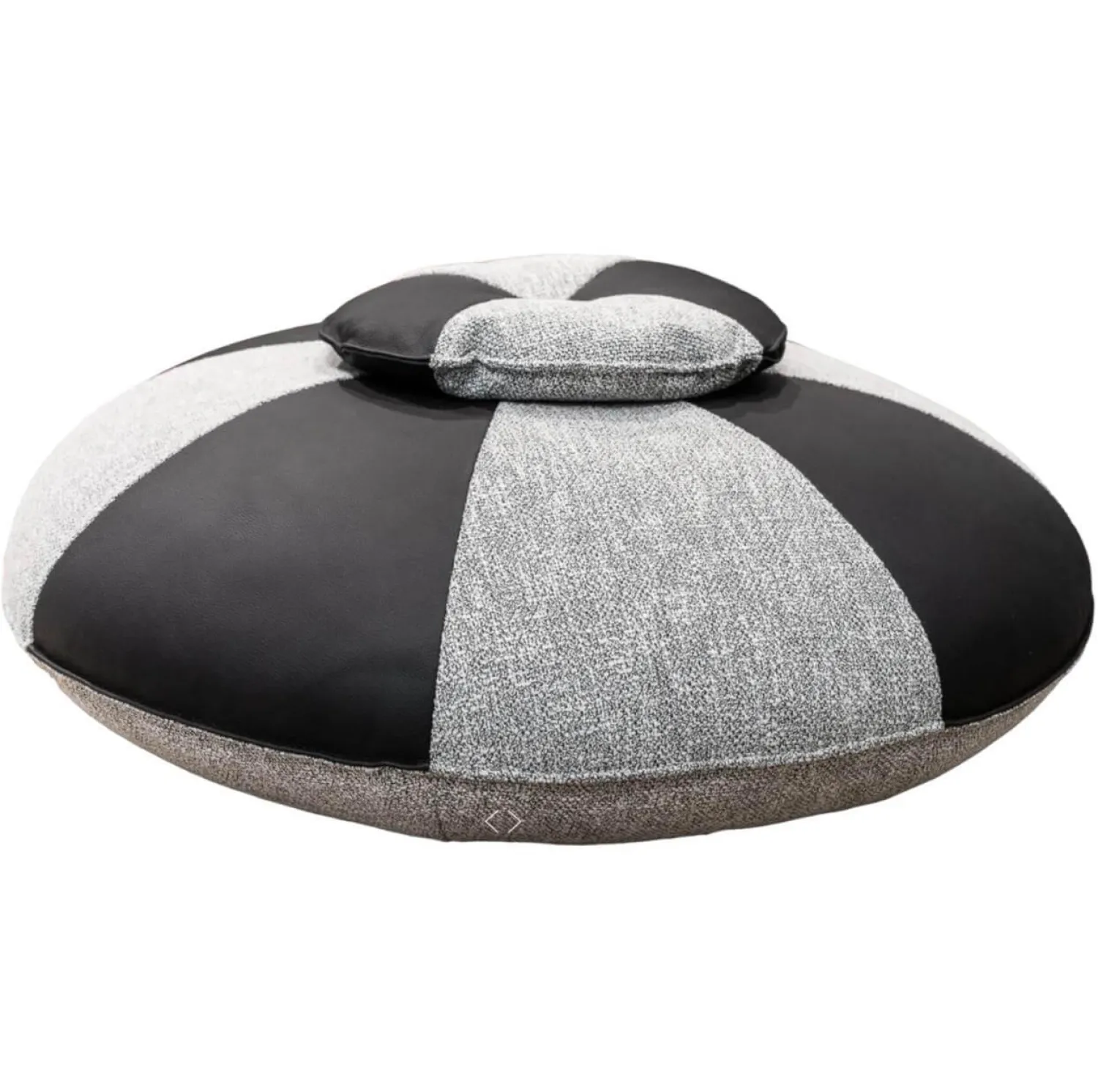 Cierre Hocker & Sitzsäcke|Pouf Echinoidea in Leder Stoffkombination Grau Schwarz