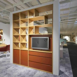 Rietberger Möbelwerke Regale|Raumteiler Axor-S Eiche Sand Lack Ziegelrot