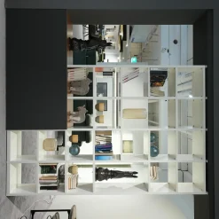 Musterring Regale|Raumteiler Regal Kara 61697 Lack Weiß Nussbaum Nova Griff Edelstahl