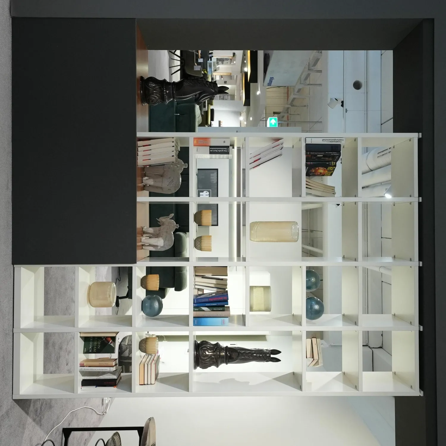 Musterring Regale|Raumteiler Regal Kara 61697 Lack Weiß Nussbaum Nova Griff Edelstahl