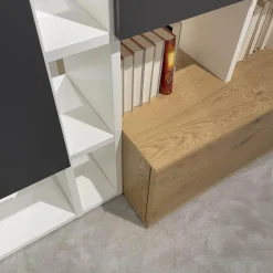 IRO Wohnwände & Tv-Lowboards|Raumteiler SE7000 Lack Weiß Front Balkeneiche Natur Korpus Wildeiche