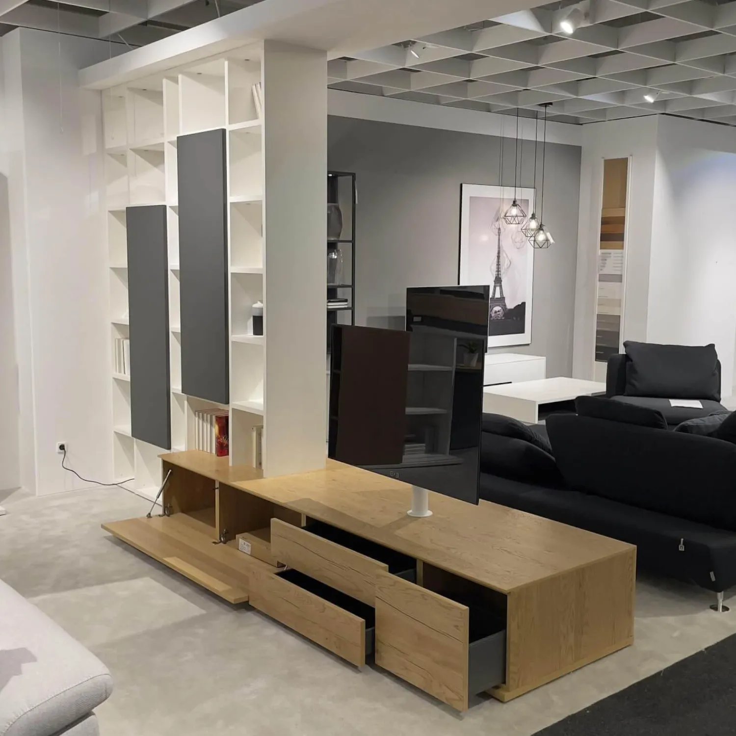 IRO Wohnwände & Tv-Lowboards|Raumteiler SE7000 Lack Weiß Front Balkeneiche Natur Korpus Wildeiche