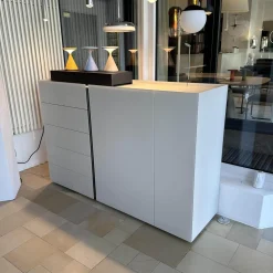 Interlübke Kommoden & Sideboards|Raumteiler Sideboard Jorel Korpus Lack Greige Grau Beige Front Optiwhite Mattglas Greige Grau Beige