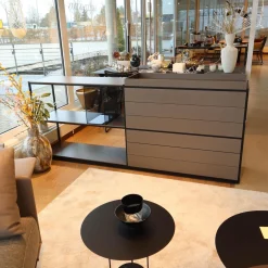 Interlübke Kommoden & Sideboards|Raumteiler Tado Lack M10 Schwarz Eloxiert O20 Mit Klappe Und Schubkasten Und Fachböden