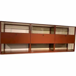 Piure Regale|Raumteiler-Regal Mesh 3-teilig Mattlack Grau Rot