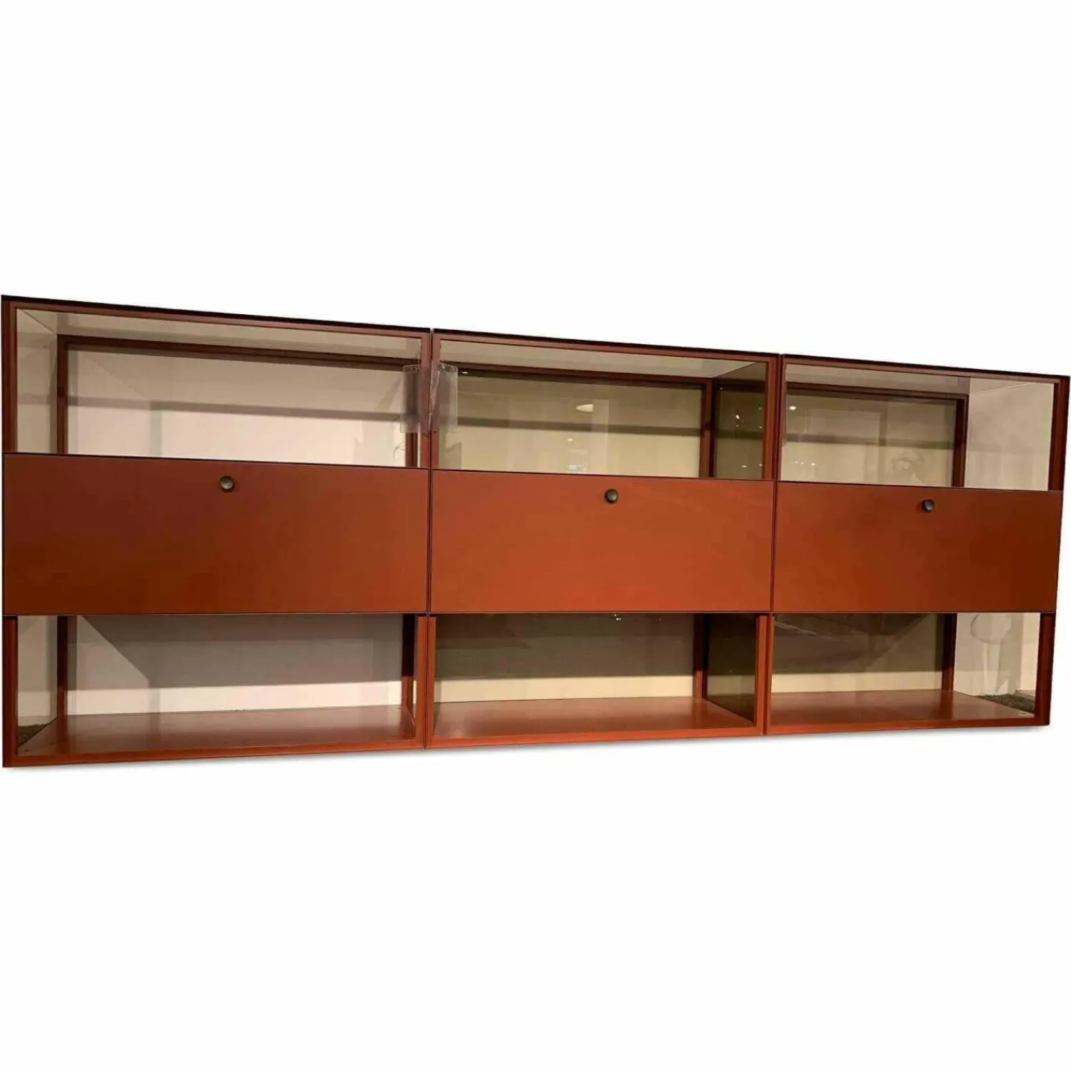 Piure Regale|Raumteiler-Regal Mesh 3-teilig Mattlack Grau Rot