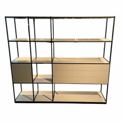 Interlübke Regale|Raumteiler-Regal Tado Korpus MDF Lack M14 Platin Grau Profil Aluminium Schwarz Eloxiert