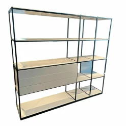 Interlübke Regale|Raumteiler-Regal Tado Korpus MDF Lack M14 Platin Grau Profil Aluminium Schwarz Eloxiert