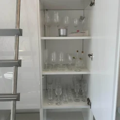 Interlübke Regale|Raumteilerwand Studimo Korpus Lack Matt Schneeweiß M03 Front Lack Hochglanz Schneeweiß M74 Mit Leiter