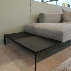 Walter Knoll Daybeds & Recamieren|Recamiere Jaan Living 783 25 Bezug Leder Velvet Chia Grau Mit Ablageboard Saddle Black Schwarz Und Kisssen