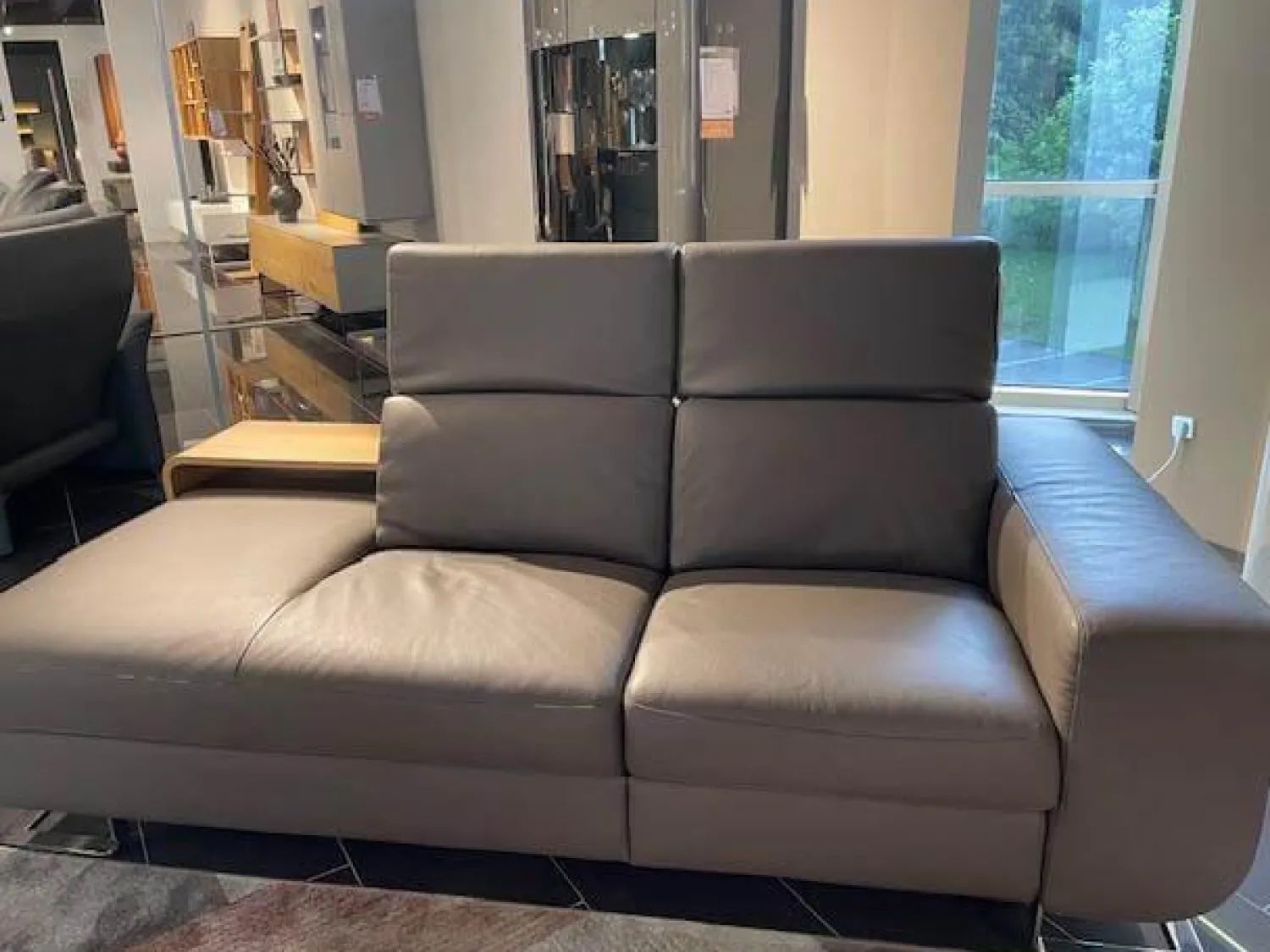 JOOP! Daybeds & Recamieren|Recamiere LR 007 8151 Leder 24 Longru Brown Braun Füße Hochglanz Poliert Inklusive Holzablage Und Tischhocker