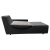 Werther Daybeds & Recamieren|Recamiere Wave Bezug Stoff U3986N Grau Schwarz Einlegekissen Stoff R2071F Schwarz Füße Holz Gebeizt
