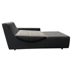 Werther Daybeds & Recamieren|Recamiere Wave Bezug Stoff U3986N Grau Schwarz Einlegekissen Stoff R2071F Schwarz Füße Holz Gebeizt