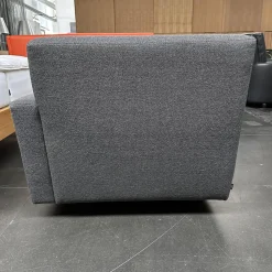 Werther Daybeds & Recamieren|Recamiere Wave Bezug Stoff U3986N Grau Schwarz Einlegekissen Stoff R2071F Schwarz Füße Holz Gebeizt