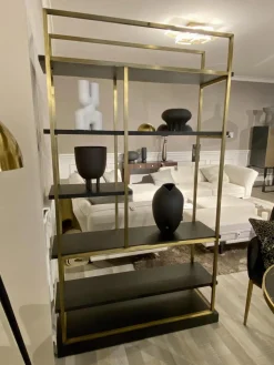 Christine Kröncke Regale|Regal Bronxx S1 Gestell Messing Gebürstet Leicht Patiniert Böden Eiche Anthrazit Matt Lackiert