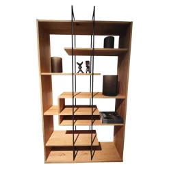 Contur Regale|Regal Mileto Asteiche Massiv Gebürstet Natur Geölt Metall Schwarz