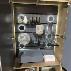 Interlübke Regale|Regal Mit Bar Studimo Korpus Lack Gold Metallic M09 Front Mattglas Optiwhite Graphit T39 Grau Rückwand Lack Seegrün M86 Grün