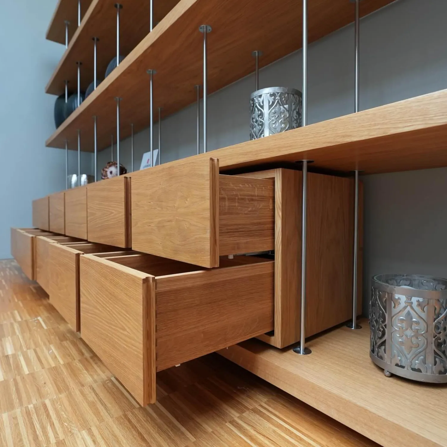 Riva1920 Regale|Regal Piano Design Bookshelf Eiche Mt Knoten Geölt Gewachst