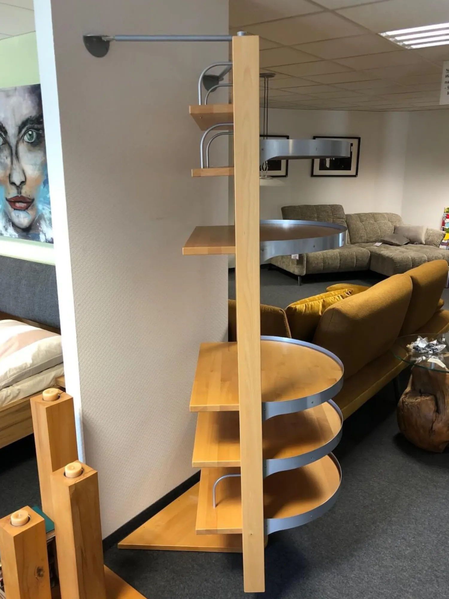 Decker Regale|Regal Rondell Buche Massiv Lackiert Mit Drehachse