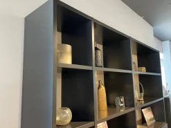 WK Wohnen Regale|Regal WK 420 Viva Glattlack 436 Cosmos Schwarz Front Glattlack 422 Stahl Hell Gebürstet