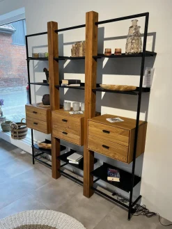 Natura Regale|Regalsystem Blackpool Eiche Natur Geölt Metall Schwarz Inklusive Beleuchtung