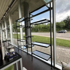 Molteni & C Regale|Regalwand Hector Rauchglas Mit Rahmen Zinnfarben