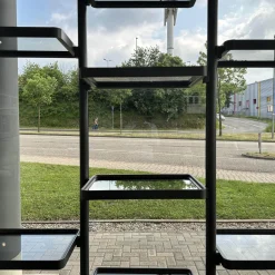 Molteni & C Regale|Regalwand Hector Rauchglas Mit Rahmen Zinnfarben