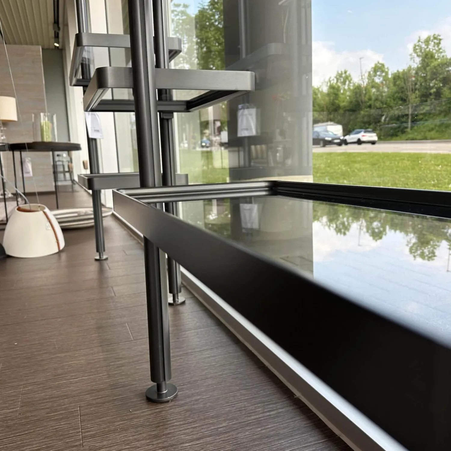 Molteni & C Regale|Regalwand Hector Rauchglas Mit Rahmen Zinnfarben