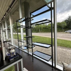 Molteni & C Regale|Regalwand Hector Rauchglas Mit Rahmen Zinnfarben