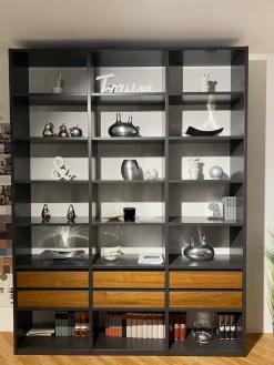 Rietberger Möbelwerke Regale|Regalwand Linaro 3163 Lackgraphit Nussbaum Nova