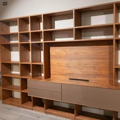 Anrei Wohnwände & Tv-Lowboards|Regalwand PU 30 Puro Style Astnuss Massiv Natur Geölt