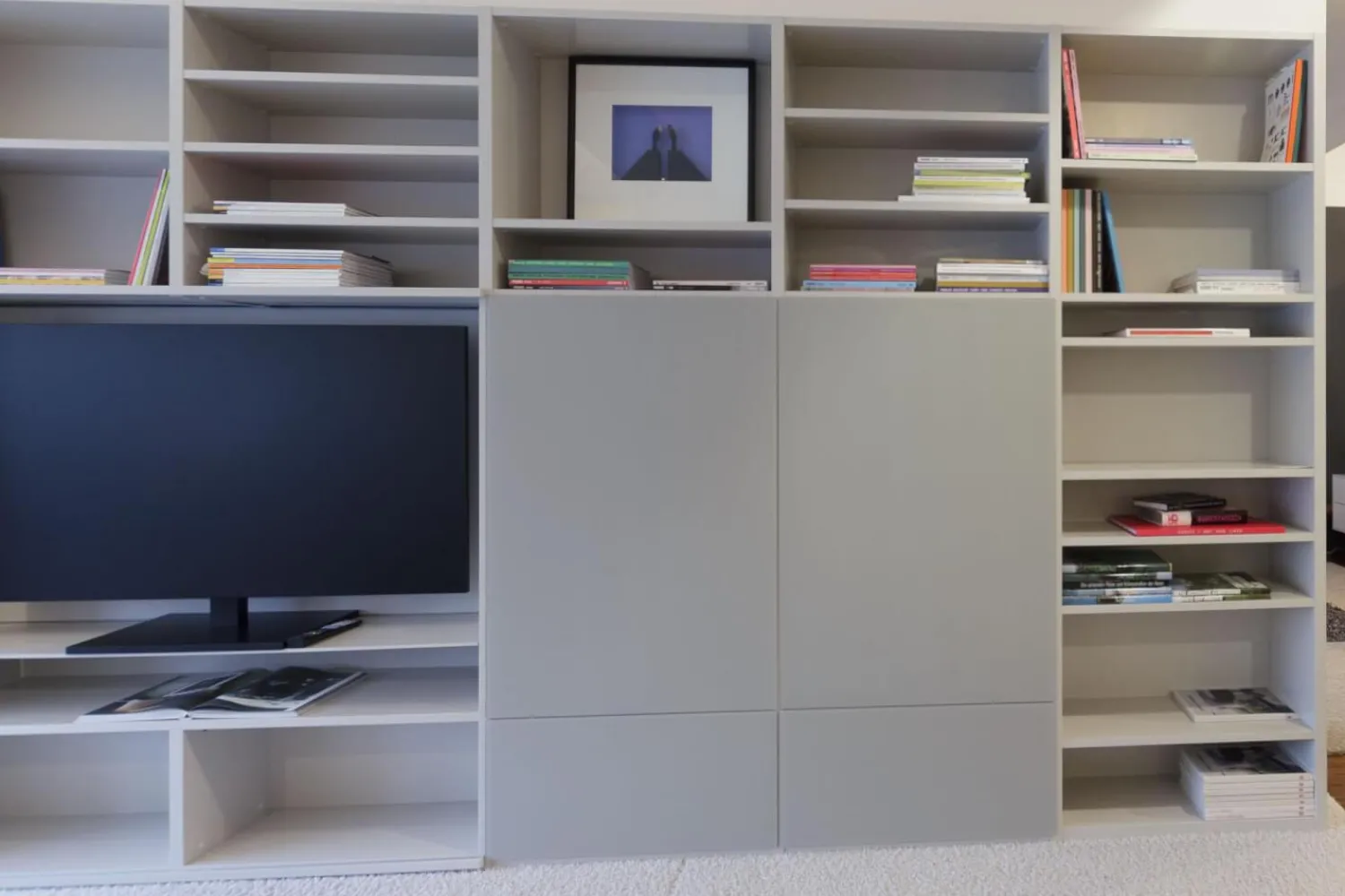 Interlübke Regale|Regalwand Studimo Lack Greige 08 Mattglas Optiwhite