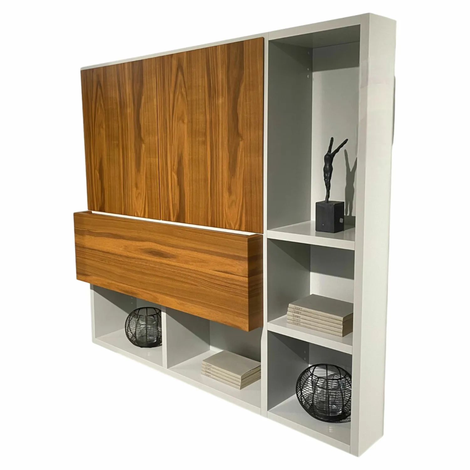 Kettnaker Wohnwände & Tv-Lowboards|Regalwand Vita WB17 Lichtgrau Nussbaum Massivoptik-Holz Matt