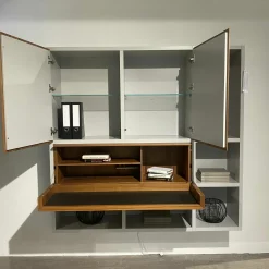 Kettnaker Wohnwände & Tv-Lowboards|Regalwand Vita WB17 Lichtgrau Nussbaum Massivoptik-Holz Matt