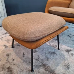 Knoll International Loungesessel|Relax Chair Womb Stoff Colorado Grau Braun Und Ultrasuede Braun Gestell Metall Schwarz