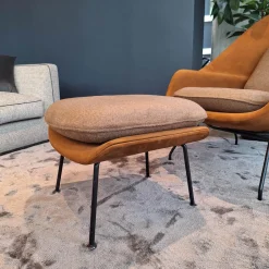 Knoll International Loungesessel|Relax Chair Womb Stoff Colorado Grau Braun Und Ultrasuede Braun Gestell Metall Schwarz