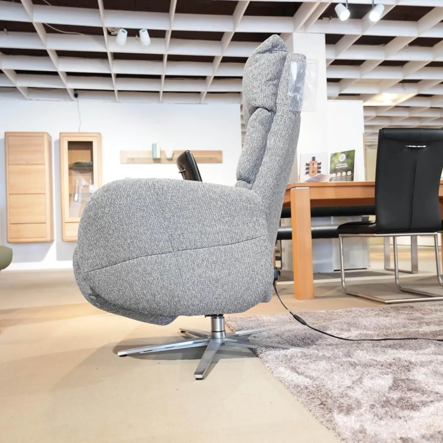 himolla Relaxsessel|Relaxsessel 7803 26 U Stoff 24 Q2 Emotion Vulkan Grau Sternfuß Edelstahloptik Mit Kopfteilverstellung Motorisch