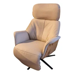 himolla Relaxsessel|Relaxsessel 7363 Bezug Leder 24 Longru Nebel Beige Grau Holz Wildeiche Sternfuß Anthrazit Mit Elektrischer Kopfteilverstellung