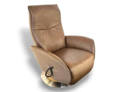 himolla Relaxsessel|Relaxsessel 7928 Easy Swing L Sitzfläche Leder Eleganza Forest Braun Rücken Und Seiten Stoff Salino Schlamm Braun Drehteller Holz Wildeiche